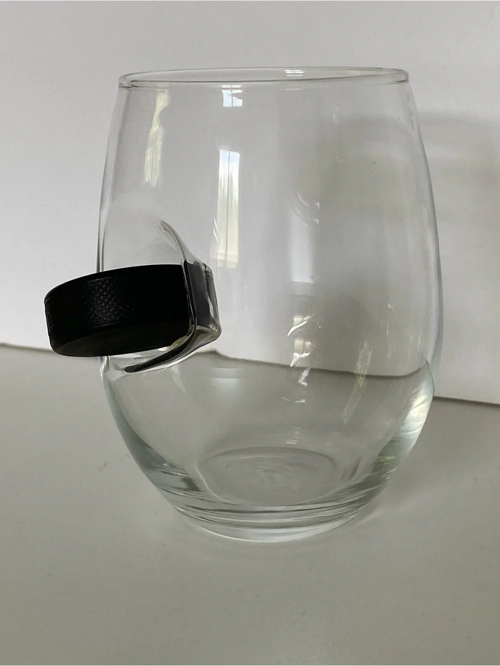 Original BenShot Wine Glass With Hockey Puck MADE IN USA Dad Wedding Gift Sporty